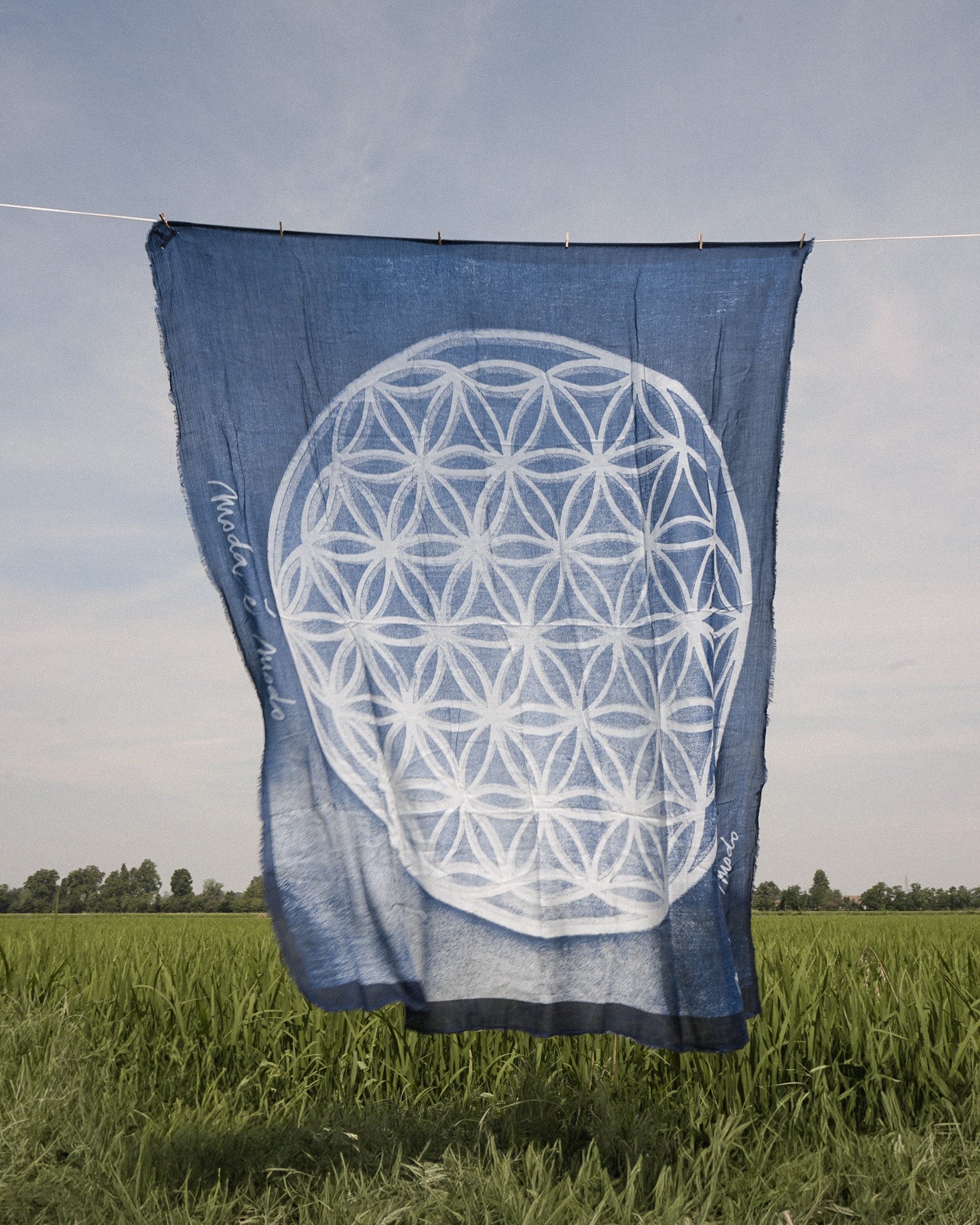 Scialle Fiore della Vita Blue